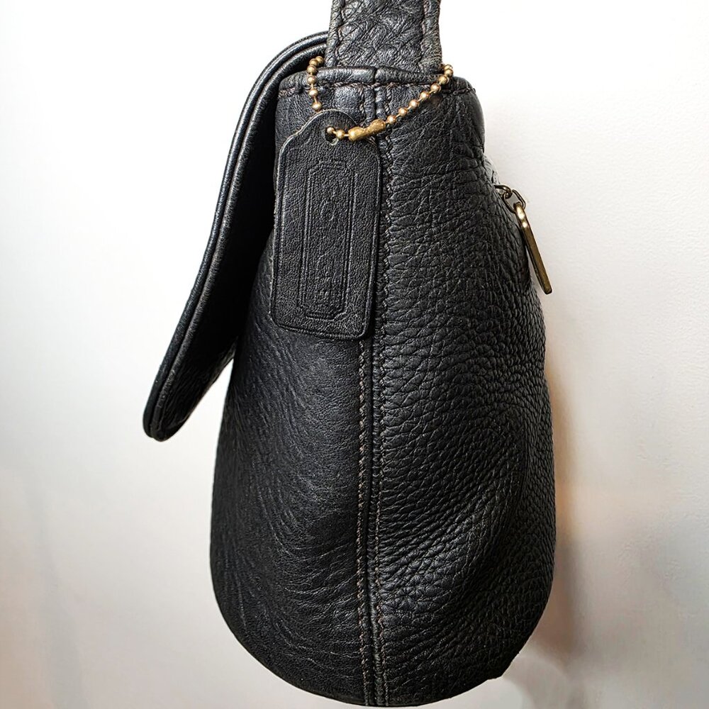 Coach Vintage Black Pebble Leather 4903 Sonoma Flap Crossbody Handbag EUC - Picture 4 of 11